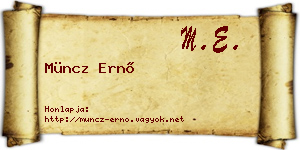 Müncz Ernő névjegykártya
